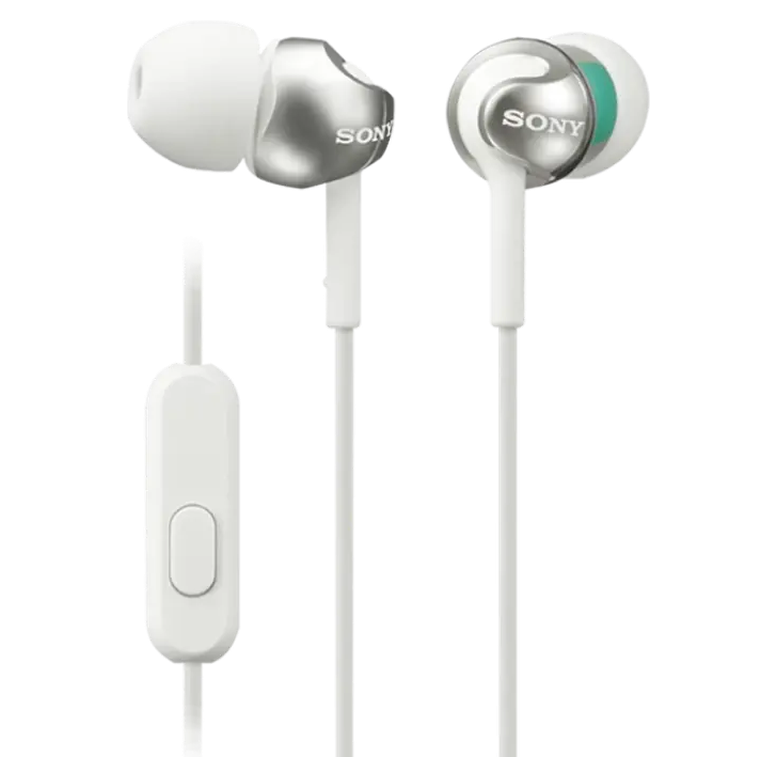 Earphones  SONY  MDR-EX110AP, Mic on cable,  4pin 3.5mm jack L-shaped, Cable: 1.2m, White