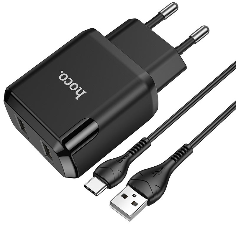 HOCO N7 Speedy dual port charger set Type-C Black