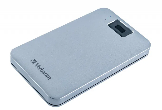 2.5" External HDD 2.0TB (USB3.2/USB-C)  Verbatim Executive Fingerprint Secure, Grey, Aluminium, Sleek, Nero Backup Software, Green Button Energy Saving Software 3