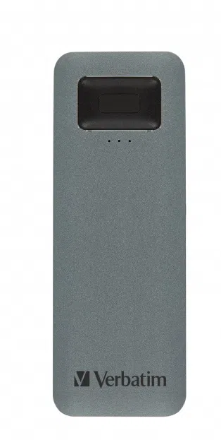 M.2 External SSD 512GB Verbatim USB-C Executive Fingerprint Secure, Sequential Read/Write: up to 324/358 MB/s, Windows®, Mac, USB-C adapter included, Light, Portable, Durable, Ultra-compact aluminum housing 4