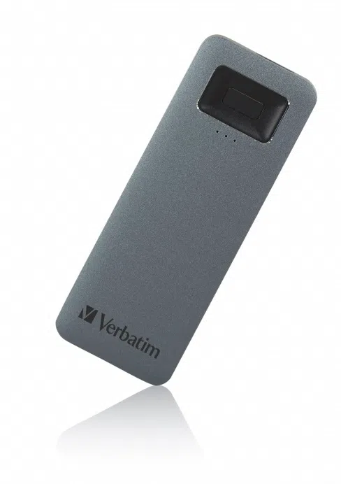 M.2 External SSD 512GB Verbatim USB-C Executive Fingerprint Secure, Sequential Read/Write: up to 324/358 MB/s, Windows®, Mac, USB-C adapter included, Light, Portable, Durable, Ultra-compact aluminum housing 3