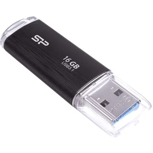 16GB USB3.2 Silicon Power Blaze B02 Black, Strap-hole Design with cap to protect USB connector (Read 45 MByte/s, Write 20 MByte/s) 8