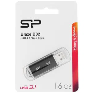 16GB USB3.2 Silicon Power Blaze B02 Black, Strap-hole Design with cap to protect USB connector (Read 45 MByte/s, Write 20 MByte/s) 2