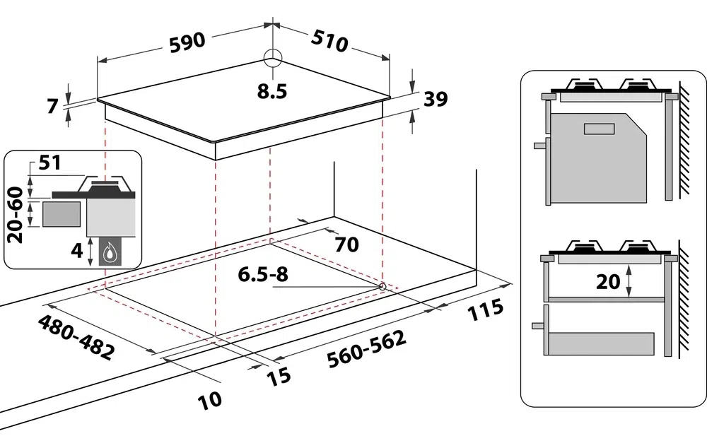 Газовая панель Whirlpool GMAL 6422/IXL 3