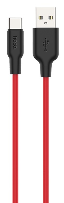 HOCO X21 Plus Silicone charging cable for Type-C(L=1M) black＆red