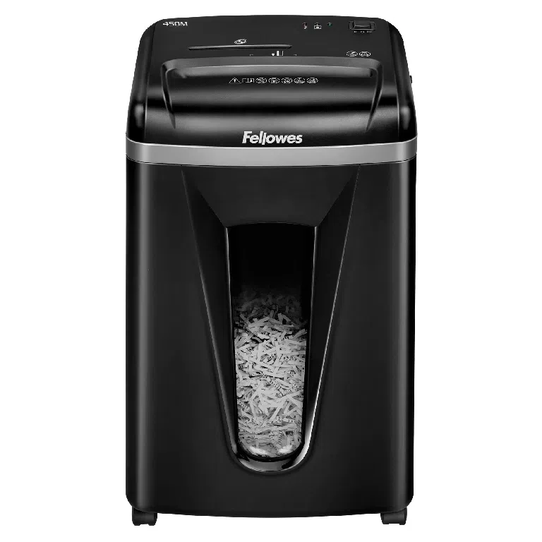 Fellowes Powershred® 450M, DIN Level P-5, Cross 2х12mm, Capacity 8sheets, Vol.22 lit Staples, DVD 4