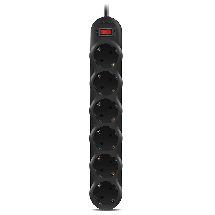 Prelungitor electric SVEN SF-06L, 6Prize, 1,8m, Negru