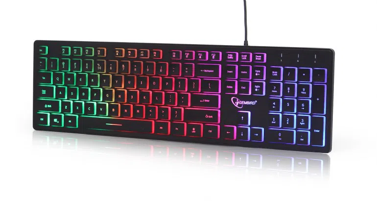 Gembird KB-UML-02 "Rainbow" Backlight Multimedia Keyboard, 104 pcs, US layout, black 3