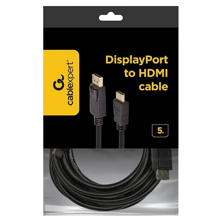 Кабель Cablexpert CC-DP-HDMI-5M, DisplayPort to HDMI, 5 м, Черный 8