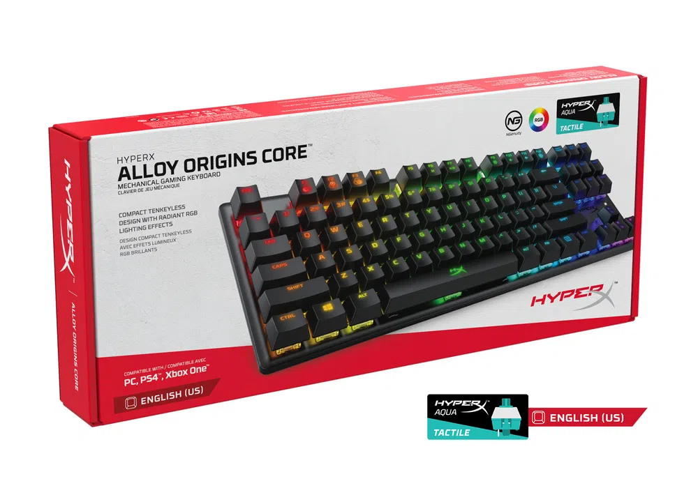 Gaming Keyboard HyperX Alloy Origins Core, Mechanical, TLK, Steel frame, MX Blue, RGB, USB 4