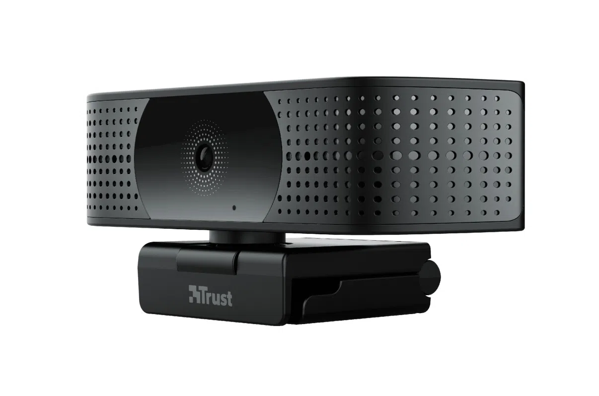 Trust Teza 4K Ultra HD Webcam, Advanced 4K Ultra HD webcam with a 74° field of view and two integrated microphones,Mounting type: clip, tripod, 2m 5