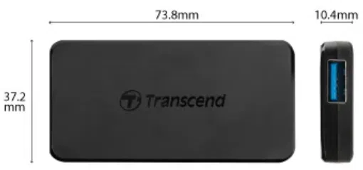 USB  3.0 Hub 4-port Transcend "TS-HUB2K" Black (1xUSB-A 3.0 to 4xUSB-A 3.0 5Gb/s) 3