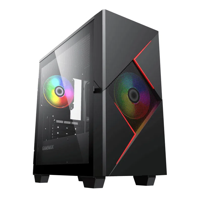 Case mATX GAMEMAX Cyclops, w/o PSU, 2x120mm ARGB fans, ARGB Hub, TG, Dust Filter, USB 3.0, Black/Red