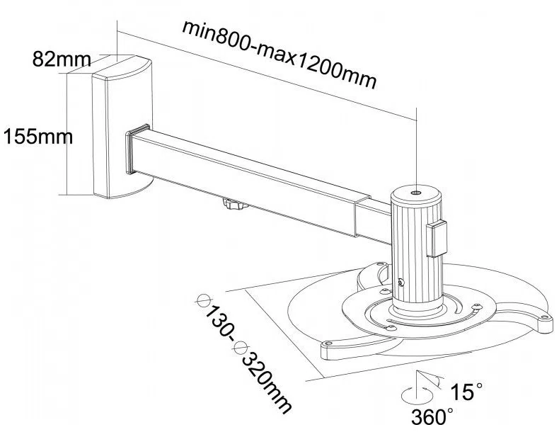 Projector Wall Mount Reflecta Vesta 120RA, Short-Throw (800~1200mm), Tilt/Rotate ±15°, Max.Load 10kg 2