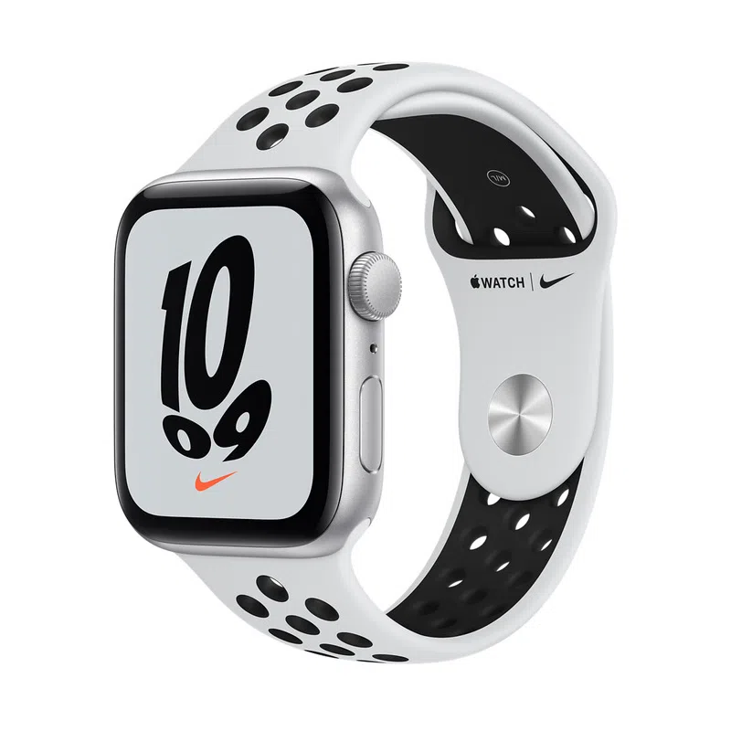 Умные часы Apple Watch SE MKQ73, 44мм, Алюминиевый корпус с спортивным ремешком Pure Platinum/Black Nike 2