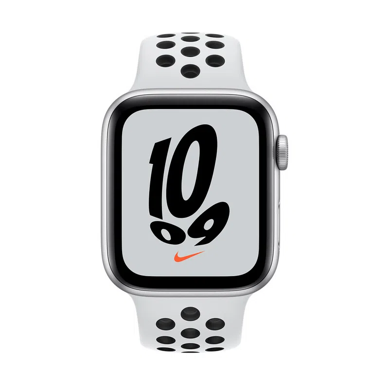 Умные часы Apple Watch SE MKQ73, 44мм, Алюминиевый корпус с спортивным ремешком Pure Platinum/Black Nike