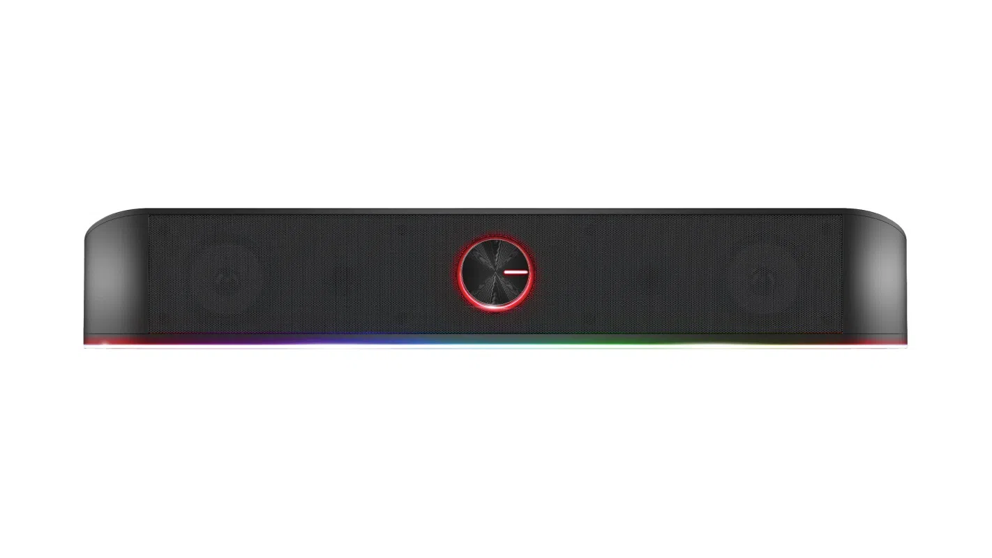 Trust Gaming GXT 619 Thorne RGB Illuminated Soundbar, 2.0 Stereo speakers with 12W of peak power provide a solid gaming experience, Black 4