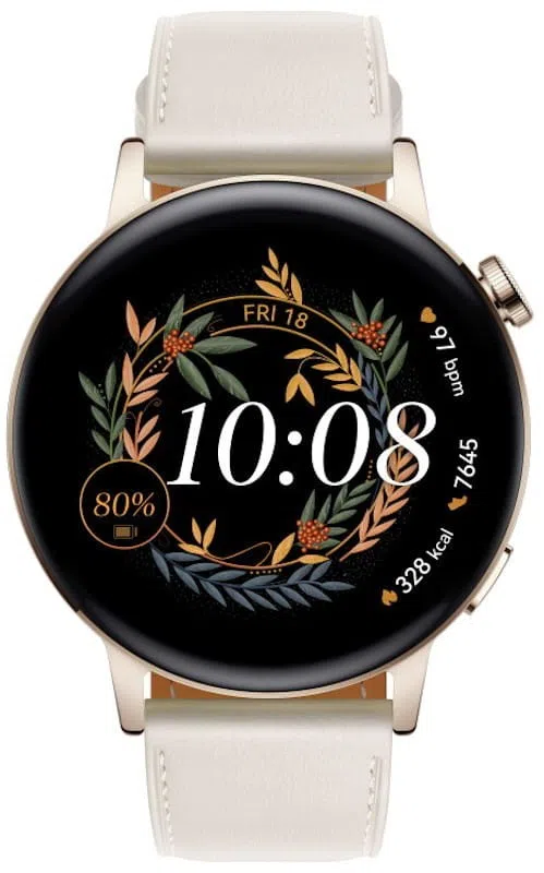 Ceas inteligent Huawei GT3 42mm Elegant Light Gold White Leather Strap