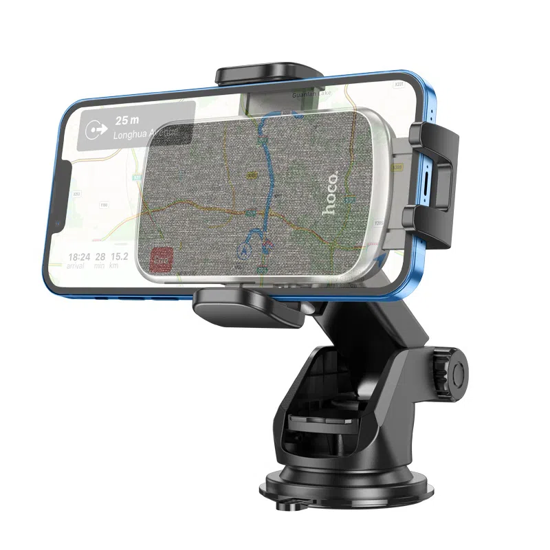HOCO CA95 Polaris push-type telescopic suction cup car holder Black 5