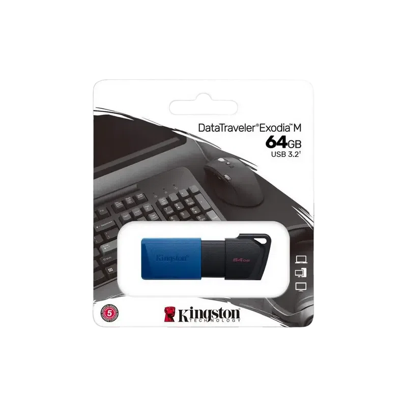Флеш-накопитель Kingston DataTraveler Exodia M, 64Гб, Черный/Синий 3