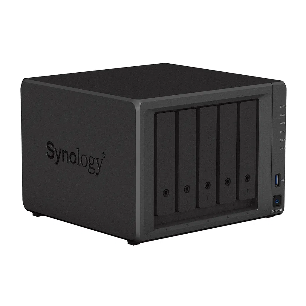 SYNOLOGY "DS1522+", 5-bay, AMD Ryzen 2-core 2.6-3.1Ghz, 8Gb*1+1 Slot, 4x1GbE, 2xM.2 NVMe, 1xPCIe 5