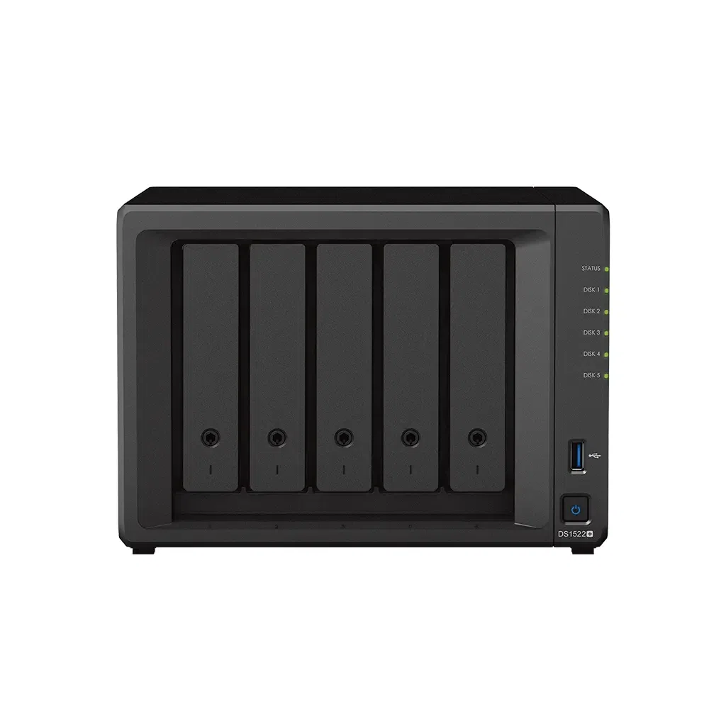 SYNOLOGY "DS1522+", 5-bay, AMD Ryzen 2-core 2.6-3.1Ghz, 8Gb*1+1 Slot, 4x1GbE, 2xM.2 NVMe, 1xPCIe 4
