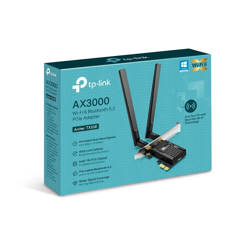 PCIe Wi-Fi 6 Dual Band LAN/Bluetooth 5.2 Adapter TP-LINK "Archer TX55E", 3000Mbps, OFDMA 2