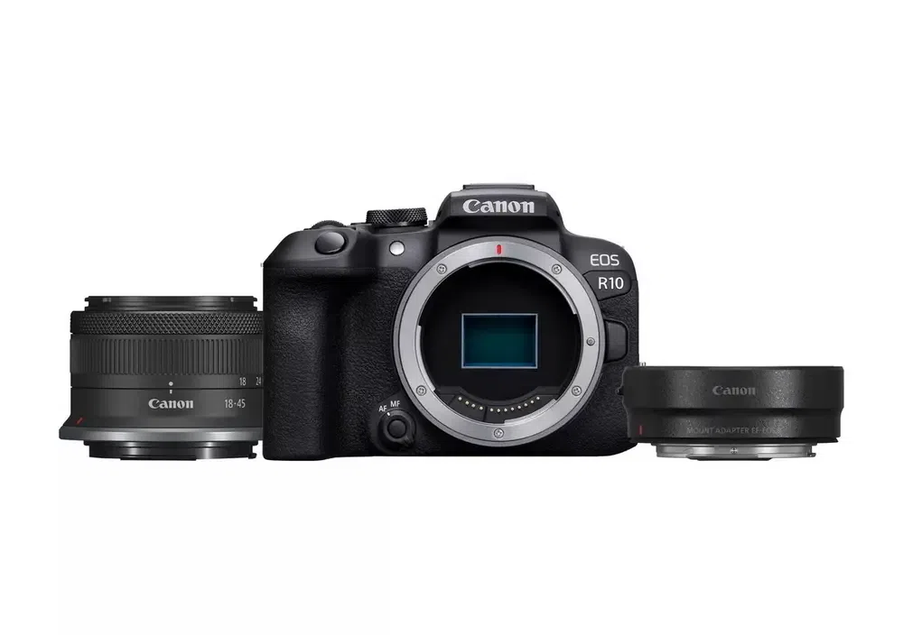 Беззеркальный фотоаппарат Canon EOS R10 + RF-S 18-45 IS STM & Adapter, Чёрный 8