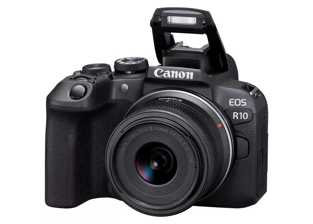 Беззеркальный фотоаппарат Canon EOS R10 + RF-S 18-45 IS STM & Adapter, Чёрный