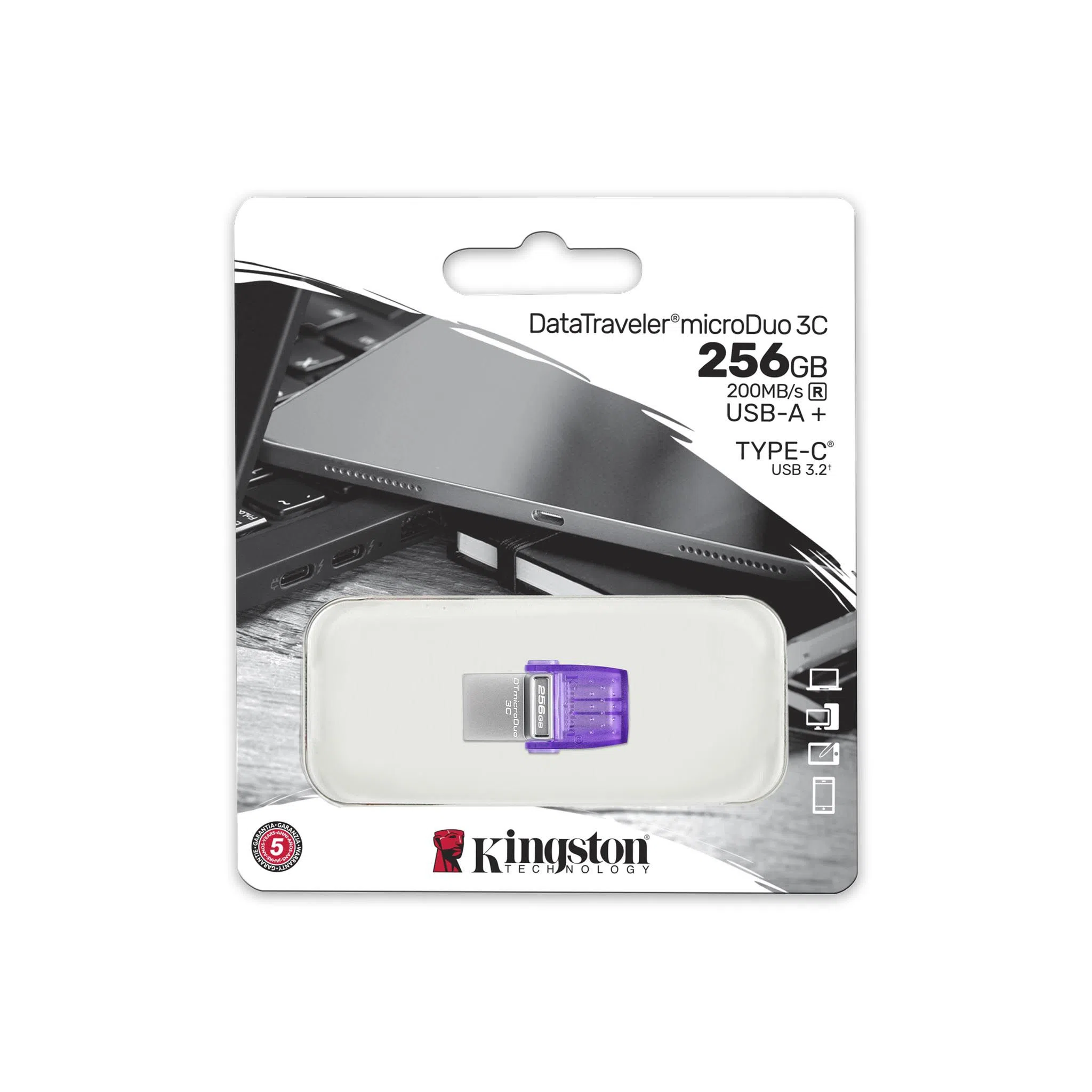 Флеш-накопитель USB Kingston DataTraveler microDuo 3C / USB3.2 / 256ГБ 3