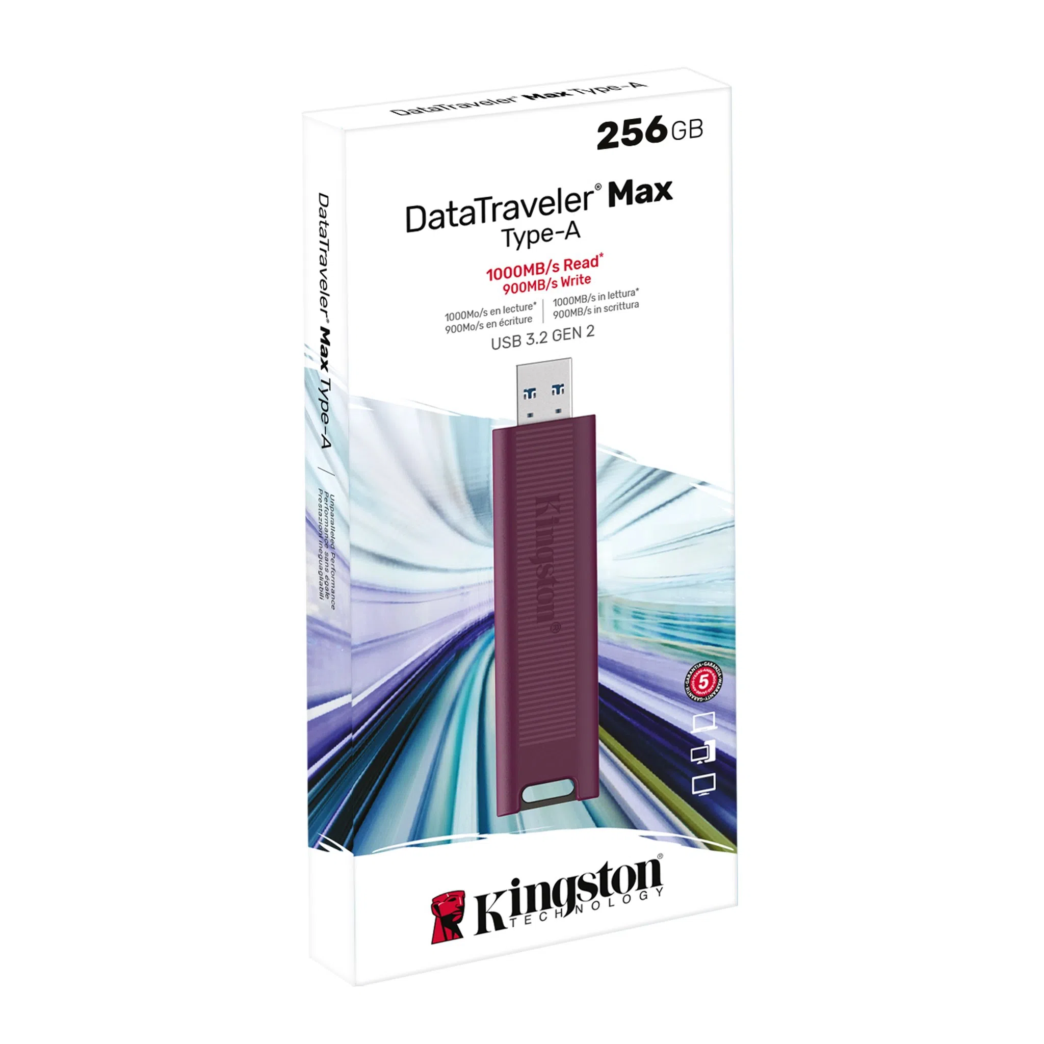 Флеш-накопитель USB Kingston DataTraveler Max / USB3.2 / 256GB / Red 3