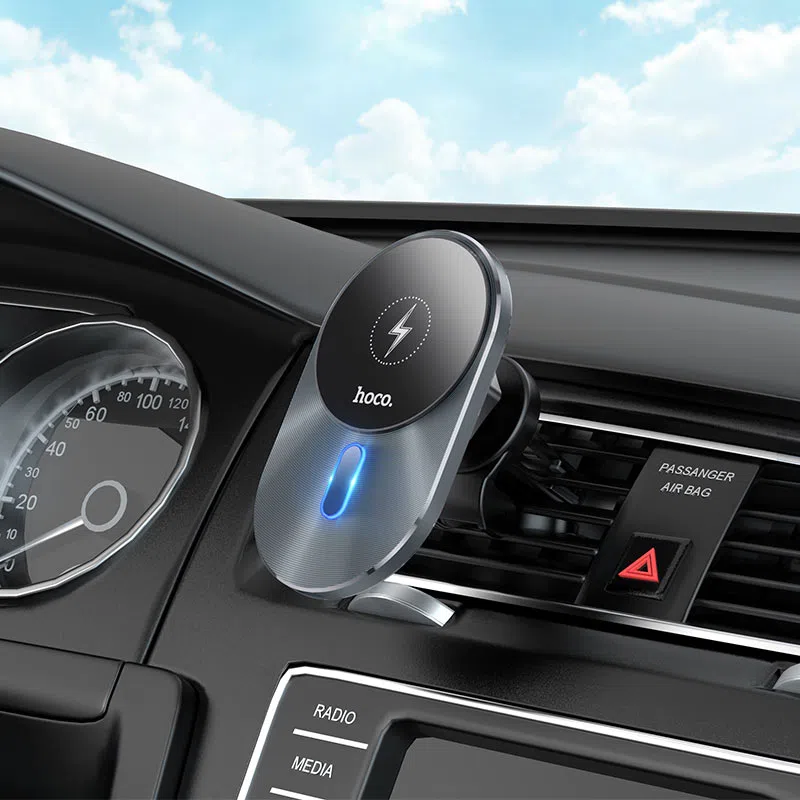 HOCO CA91 Magic magnetic wireless fast charging car holder Gray 2