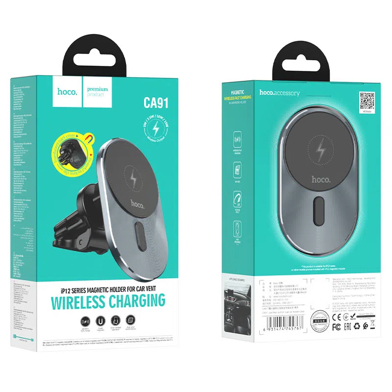 HOCO CA91 Magic magnetic wireless fast charging car holder Gray 6