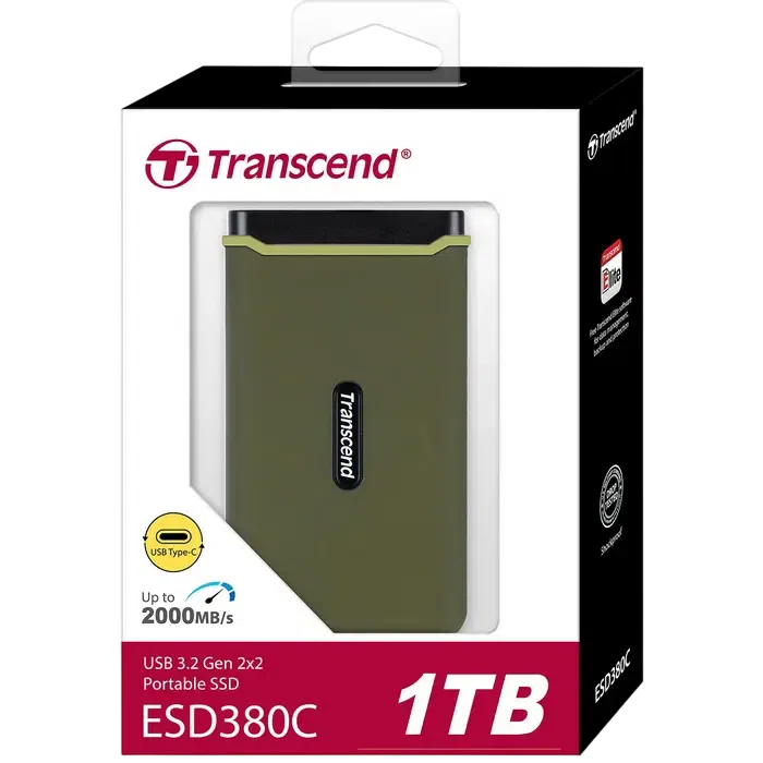 Внешний портативный SSD накопитель Transcend ESD380C, 1 ТБ, Зелёный 6