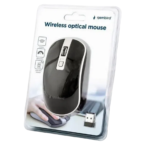 Mouse Wireless Gembird MUSW-4B-06-BS, Black/Silver 4