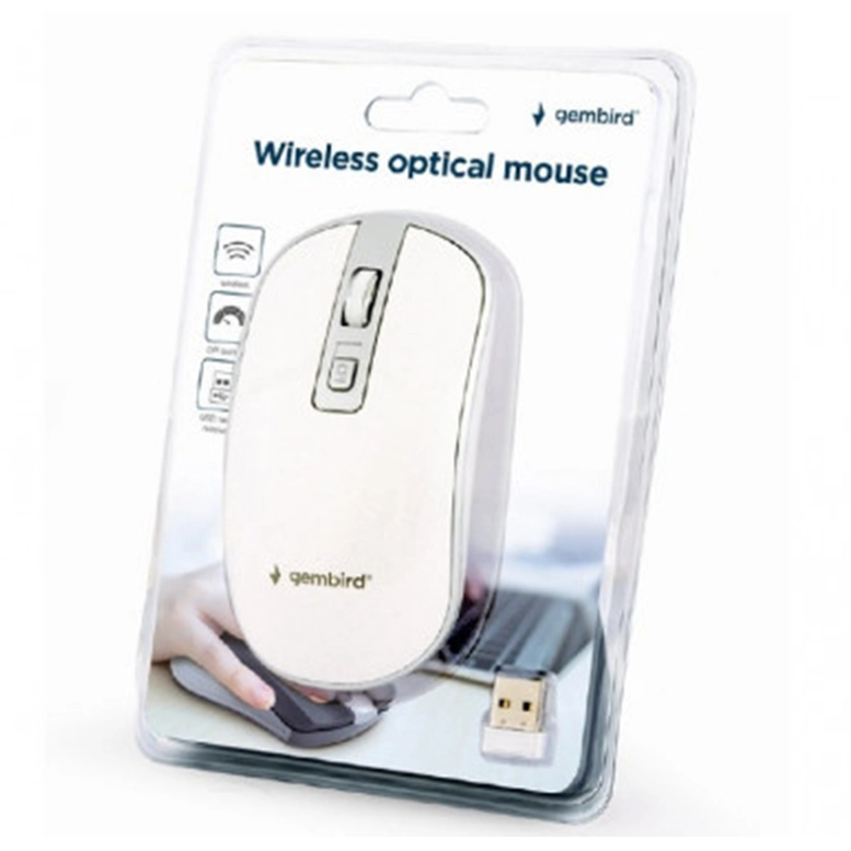 Беcпроводная мышь Gembird MUSW-4B-06-WS, White/Silver 2