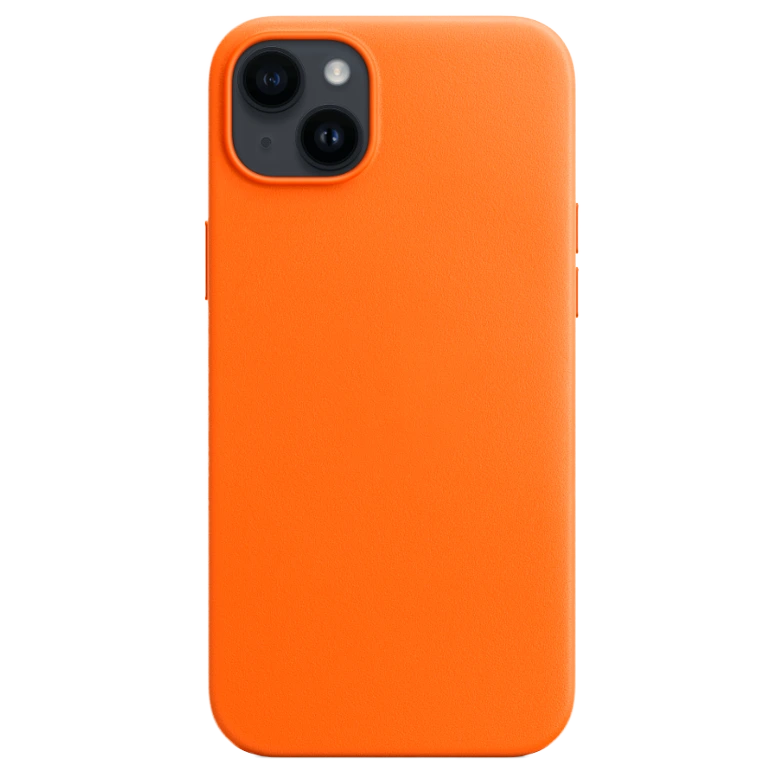 Leather Case Magsafe Orange for iPhone 14 Series