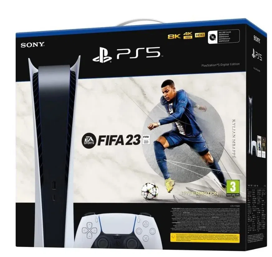Игровая консоль SONY PlayStation 5 Digital Edition, Белый, "Fifa 23" (Ваучер)