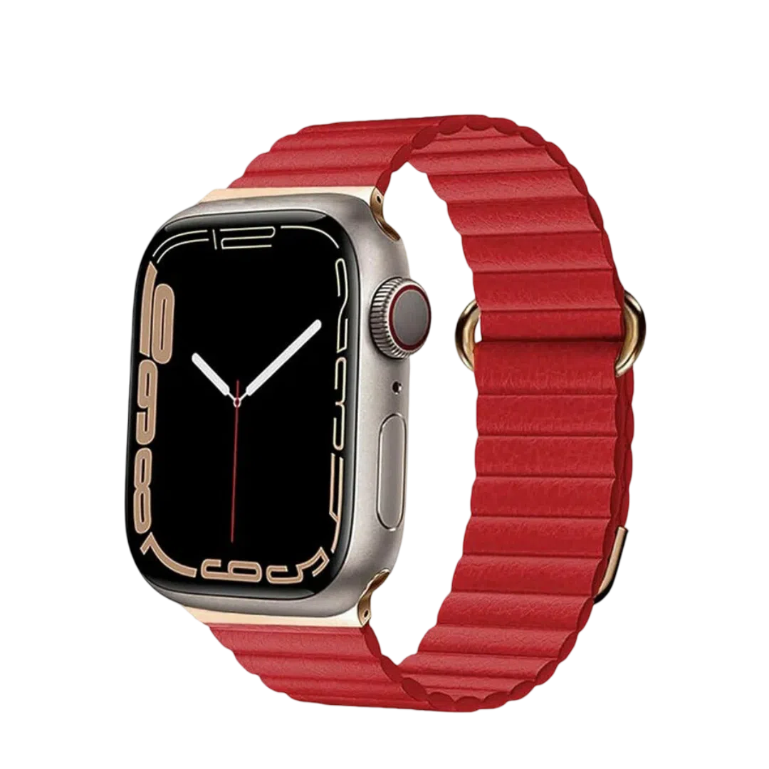 Ремешок кожаный для Apple Watch 42/44/45 мм с MagSafe, Red 2