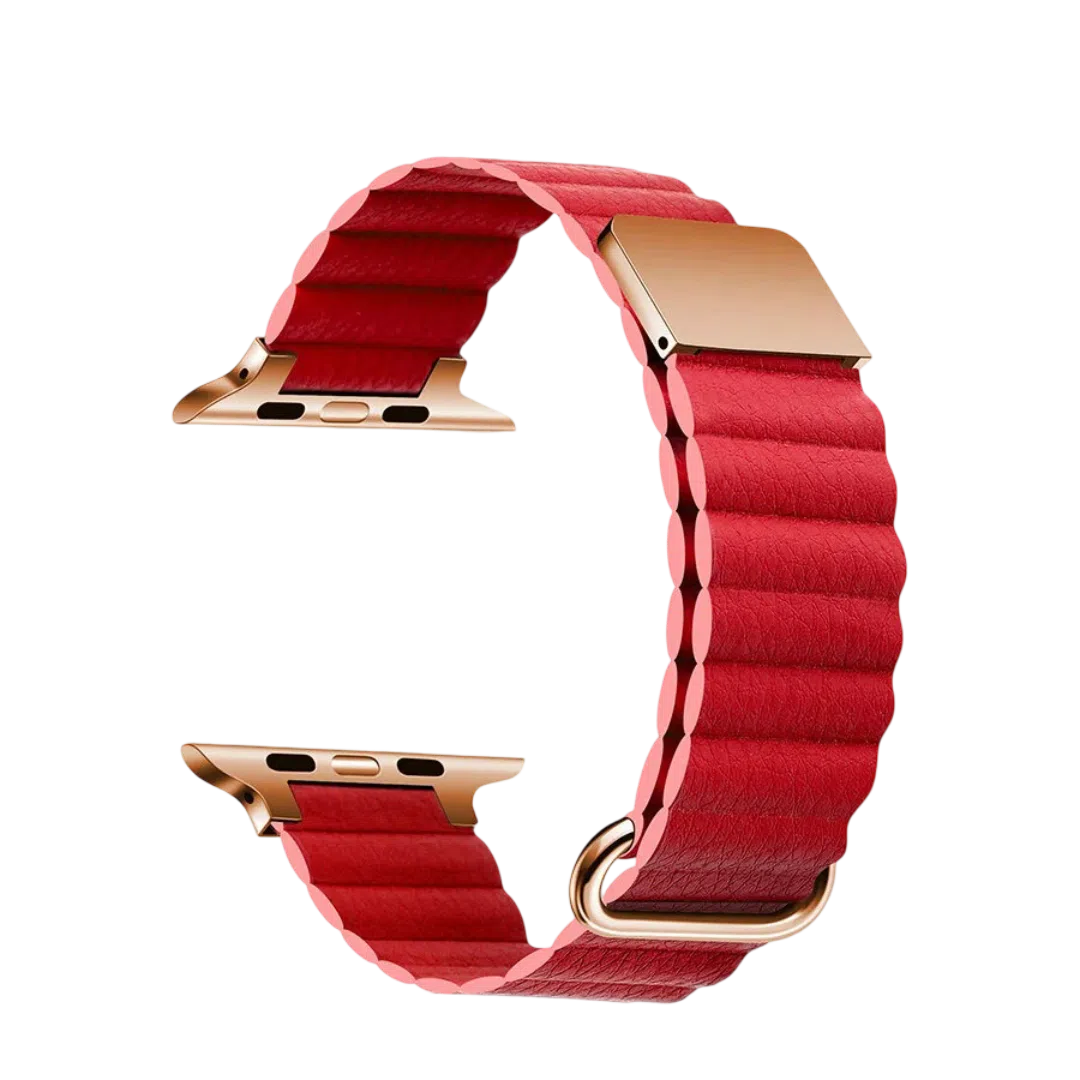 Ремешок кожаный для Apple Watch 42/44/45 мм с MagSafe, Red