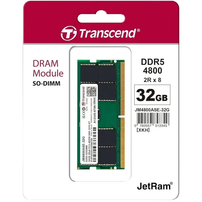 Оперативная память Transcend JetRam, DDR5 SDRAM, 4800 МГц, 32ГБ 2