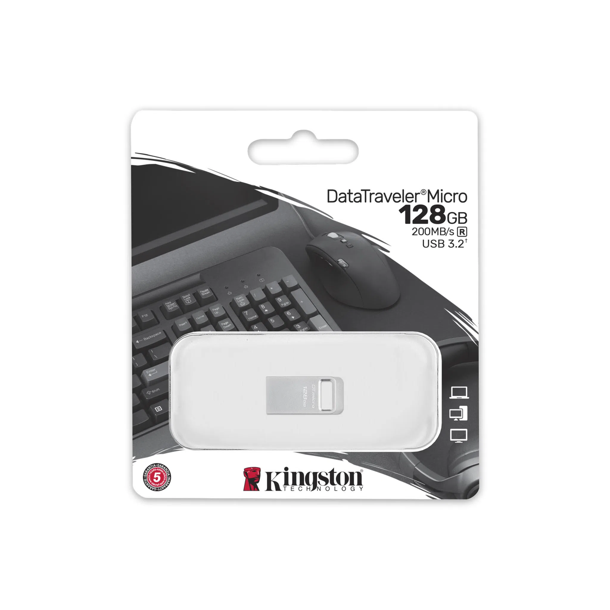 USB Flash Drive Kingston DataTraveler Micro G2, 128GB, Silver 3