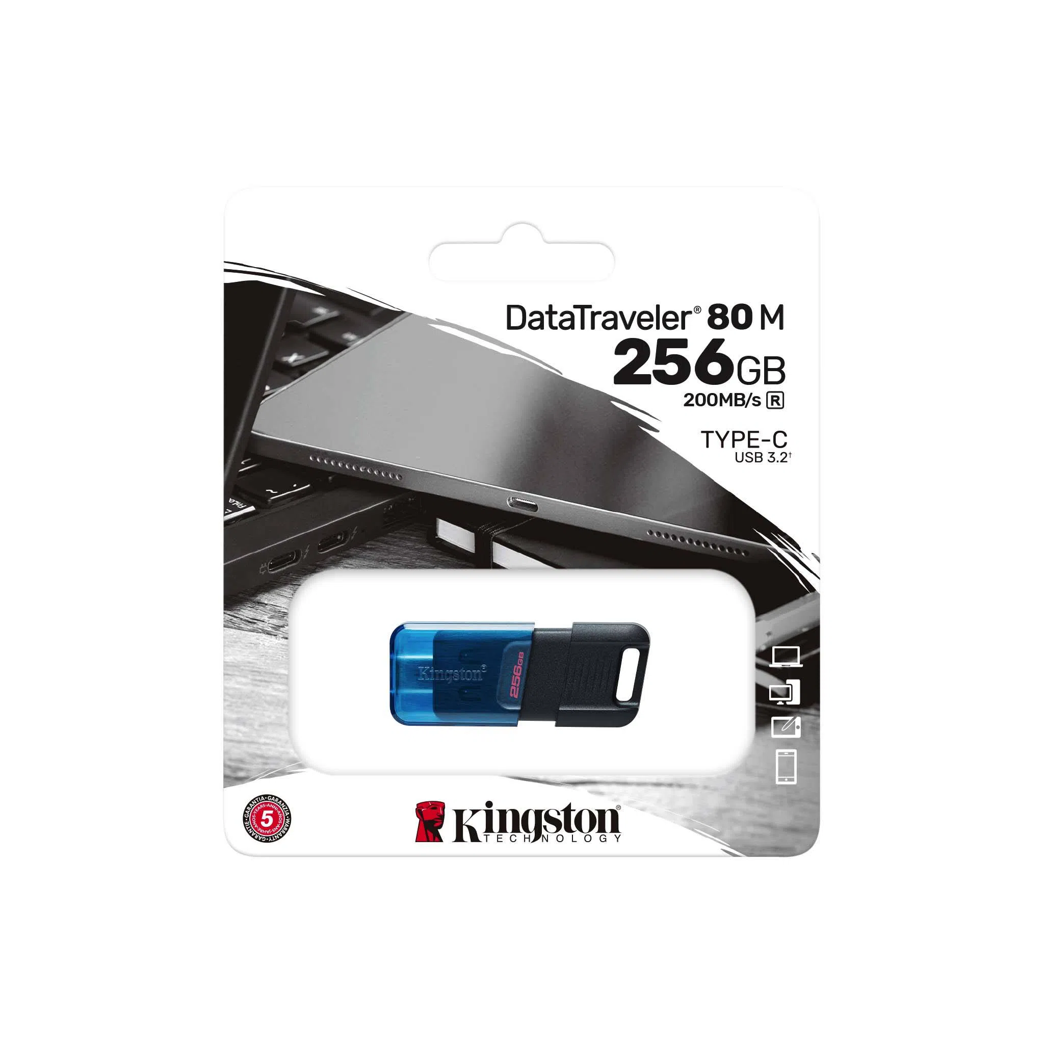 Флеш-накопитель Kingston DataTraveler 80M, 256ГБ, Black/Blue 3