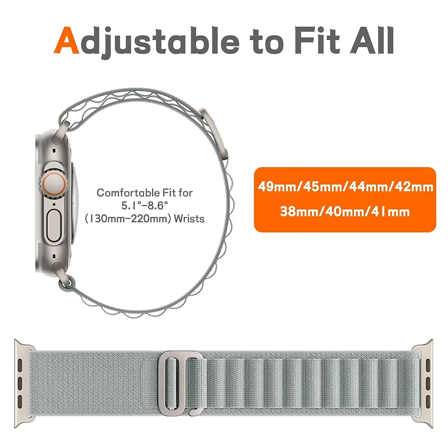Strap for Apple Watch All series Nylon Gray 2