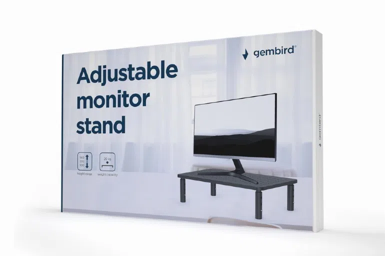 GEMBIRD GMB MS-TABLE-01 Gembird MS-TABLE-01,  Adjustable monitor stand (rectangle), 20 kg, 370 x 235 x 120 mm, Height range: 100/120/140 mm 4