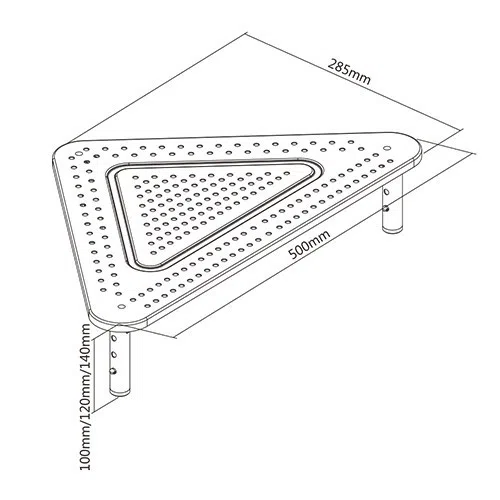 Gembird MS-TABLE-02, Adjustable monitor stand (triangle), 20 kg, 500 x 285 x 120 mm, Height range: 100/120/140 mm 2