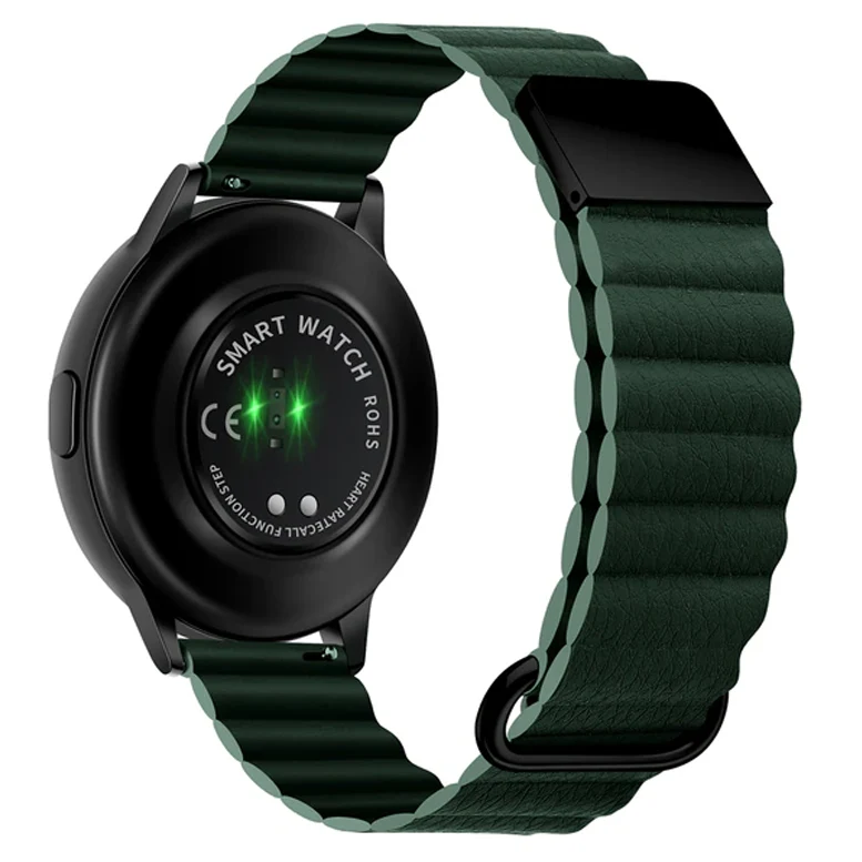 Ремешок кожаный на магните 22mm Green