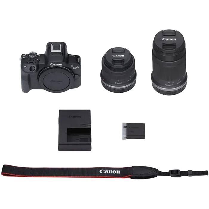 Беззеркальный фотоаппарат Canon EOS R50 Blac & RF-S 18-45mm & RF-S 55-210mm KIT, Чёрный 15