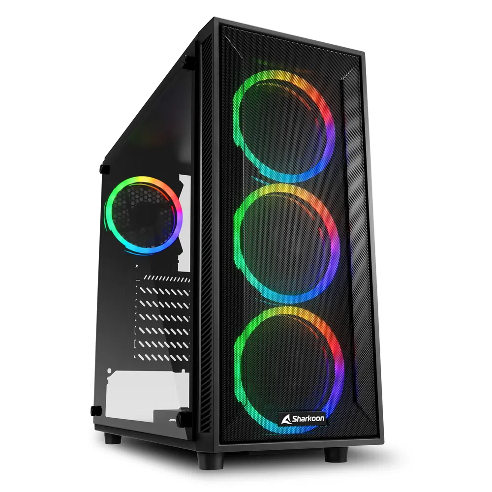 Carcasa Sharkoon TG4M RGB / w/oPSU / Side panel / 4x120mm A-RGB LED / ATX / Black