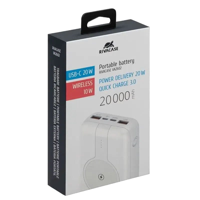 Acumulator extern Rivacase VA2602, 20000 mAh, White 5